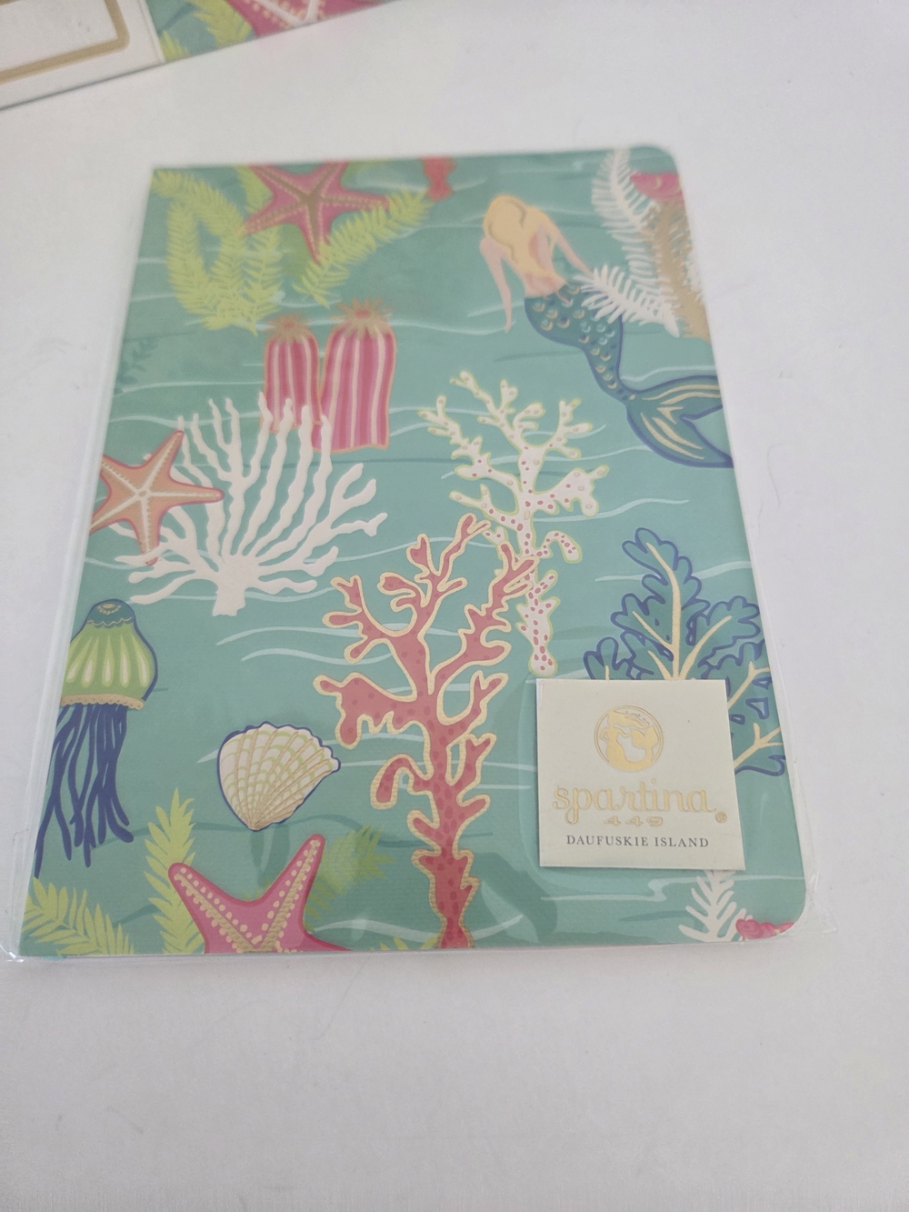 NWT Spartina 449 Sea Life Turquoise Pink Green Office Folder & Notebooks Set - Picture 2 of 6